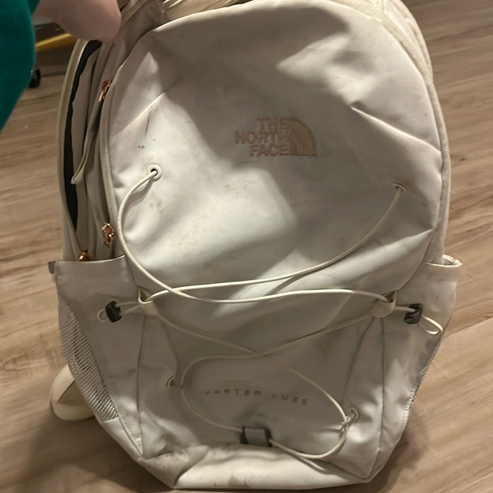 Cream white north face jester luxe backpack
